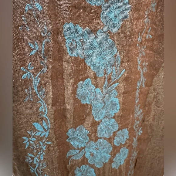 Bohemian skirt dress elastic waist Bronze blue embroidered light polyester/rayon - Picture 5 of 8